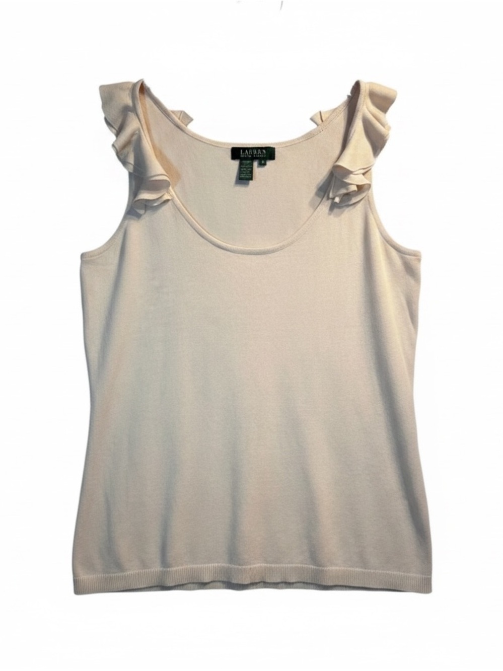 Ralph Lauren Pale Pink Ruffle-Shoulder Tank Top
